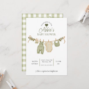 Baby Shower Clothesline Farm Tractor Invitation