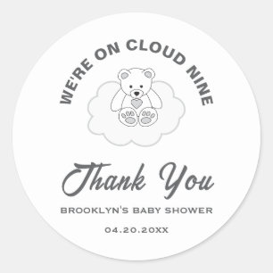 Baby Shower Cloud Nine Teddy Bear Gender Neutral Classic Round Sticker