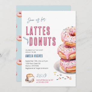 Baby Shower Coffee Brunch Lunch Lattes and Doughnu Invitation