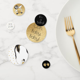 Baby Shower Confetti Gold Mummy N Baby Penguins