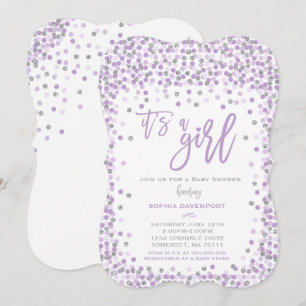 Baby Shower Confetti Invitation Lavender & Silver