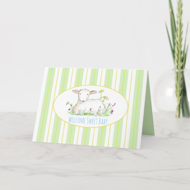 Baby Shower Congratulations Lamb Gender Neutral Thank You Card (Front)