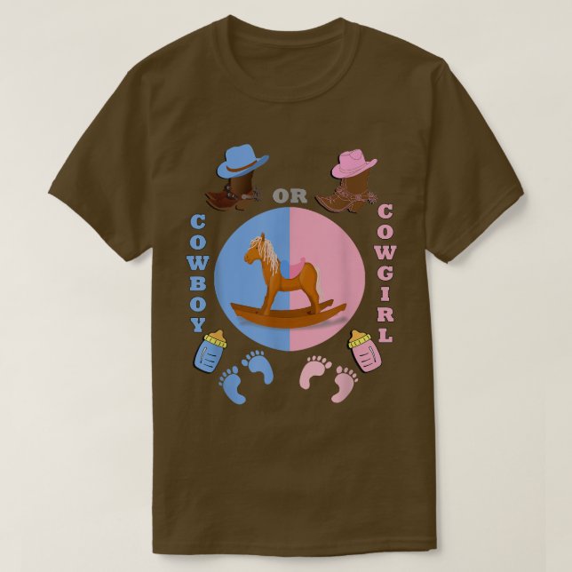 Baby Shower Cowboy or Cowgirl Gender Reveal  T-Shirt (Design Front)