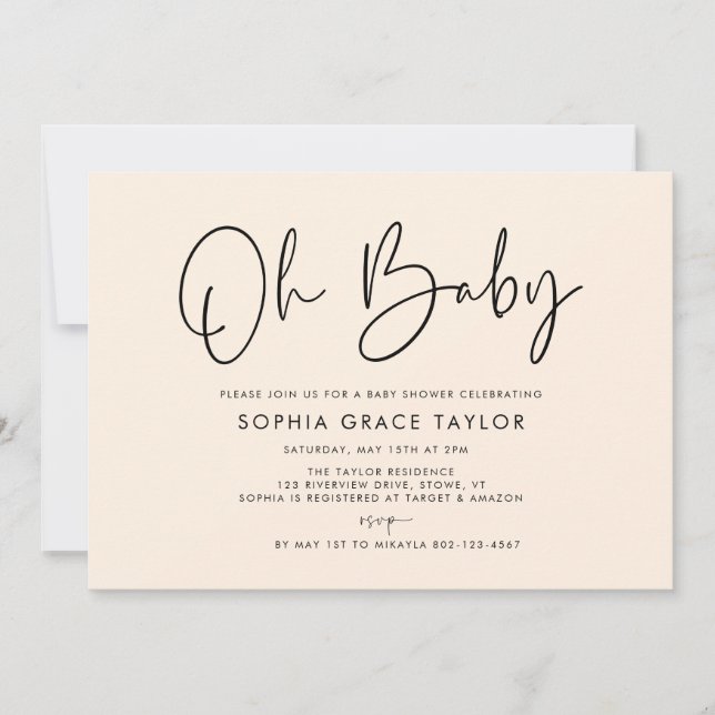  Baby Shower Cream Modern Boho Gender Neutral Invitation (Front)