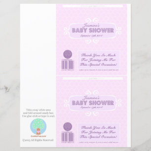 Baby Shower Custom Candy Bar Wrappers Pink