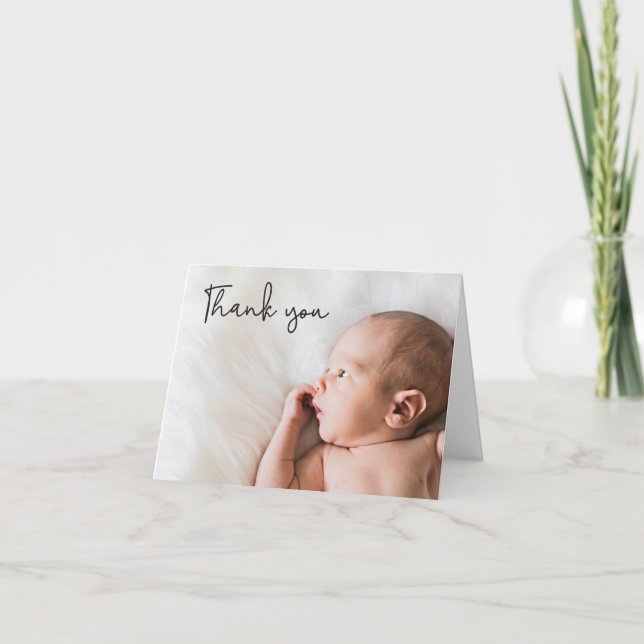 Baby Shower Custom Photo Handlettering Thank You Card (Front)