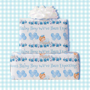 Baby Shower Custom Text Boy Blue Balloons Gift  Wrapping Paper