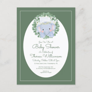 Baby Shower   Cute Baby Elephant Invitation Postca Postcard