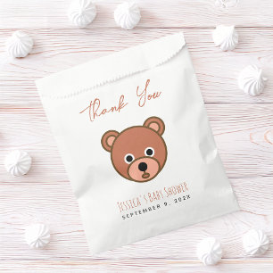 Baby Shower Cute Bear Brown Thank You Script Favour Bags