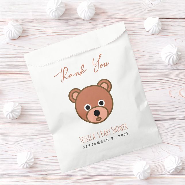 Baby Shower Cute Bear Brown Thank You Script Favour Bags (Creator Uploaded)
