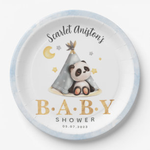 Baby Shower Cute Boho Panda in Tent Paper Plate