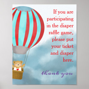 Baby Shower Cute Cub Diaper Raffle Sign