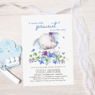  Baby Shower Cute Elephant flowers Gender neutral Invitation