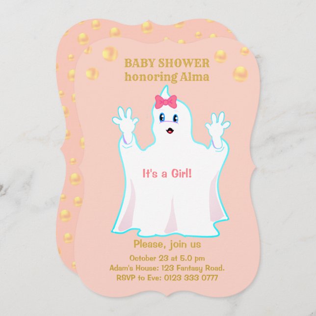 Baby Shower Cute Ghost Invitation (Front/Back)