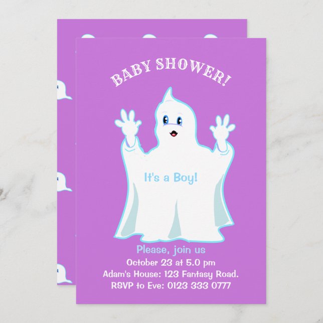 Baby Shower Cute Ghost Invitation (Front/Back)
