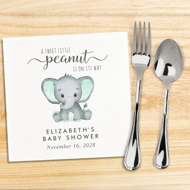Baby Shower Cute Mint Green Elephant Napkin (Creator Uploaded)