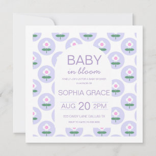 Baby Shower Cute Purple Pink Daisy Flower invite