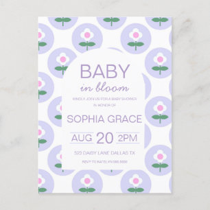Baby Shower Cute Purple Pink Daisy Flower Postcard
