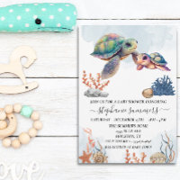 Baby Shower Cute Sea Turtle Watercolor