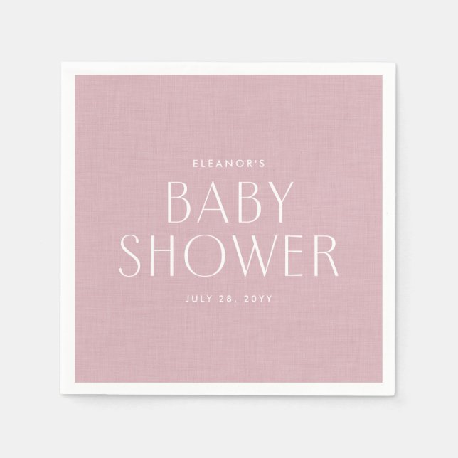 Baby shower cute simple pink personalised napkin (Front)
