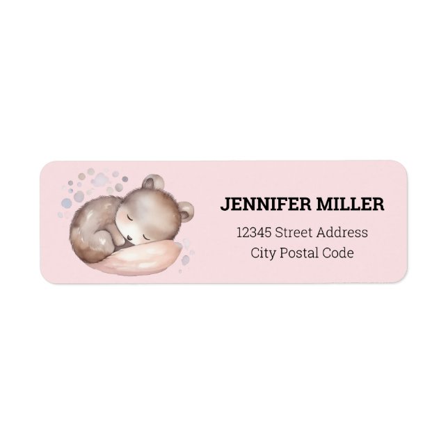 Baby Shower, cute sleeping teddy bear (Front)