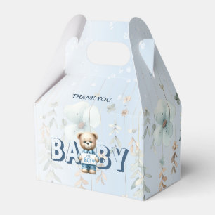 Baby Shower Cute Teddy Bear Blue Floral Beautiful Favour Box
