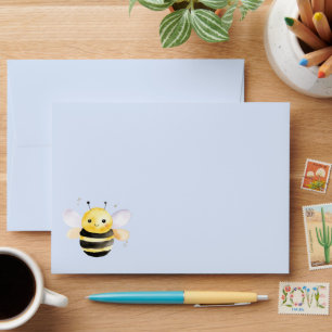 Baby shower, cute watercolor bee design envelope