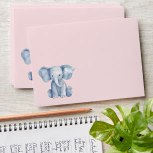 Baby Shower cute watercolor blue elephant Envelope