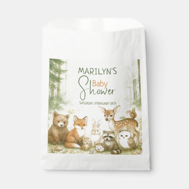 Baby Shower Cute Woodland Baby Animals Favour Bags (Front)
