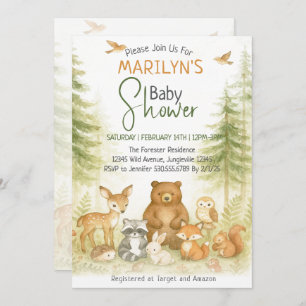Baby Shower Cute Woodland Baby Animals Invitation