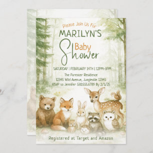 Baby Shower Cute Woodland Baby Animals Invitation