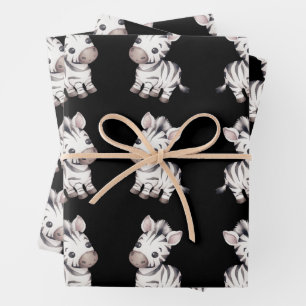 Baby shower cute zebra pattern wrapping paper sheet