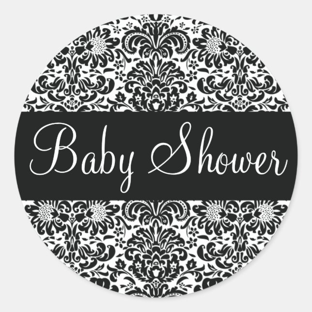 Baby Shower Damask Envelope Sticker Seal (Front)