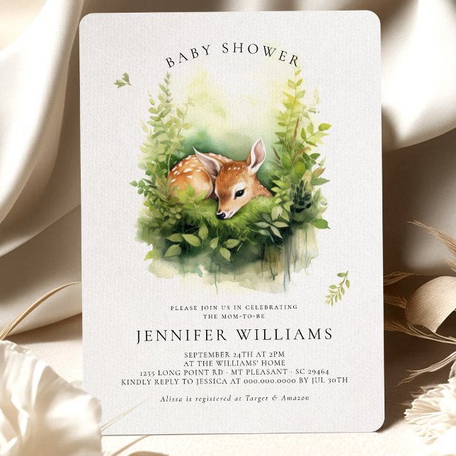 Baby Shower Deer Whimsical Watercolor Invitation (Creator Uploaded)