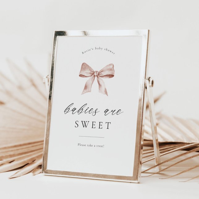 Baby shower dessert table sign with bow design (Creator Uploaded)