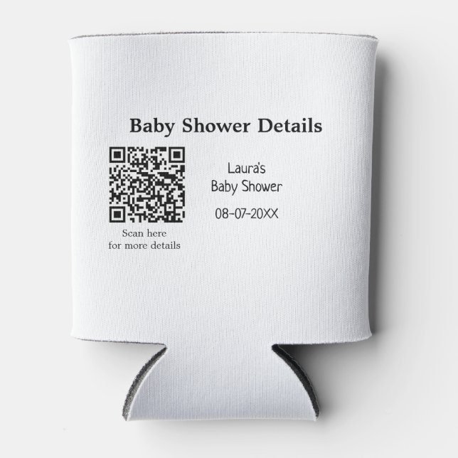 BABY SHOWER DETAILS QR SCAN CODE MINIMAL MODERN RU CAN COOLER (Front)