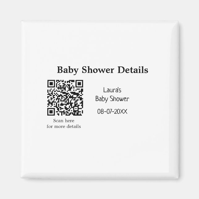BABY SHOWER DETAILS QR SCAN CODE MINIMAL MODERN RU MAGNET (Front)