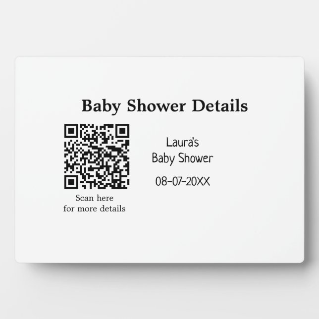 BABY SHOWER DETAILS QR SCAN CODE MINIMAL MODERN RU PLAQUE (Front)