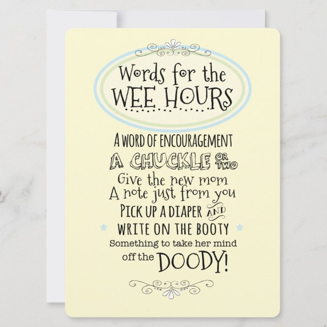 Baby Shower Diaper Activity Card Sign (Front)