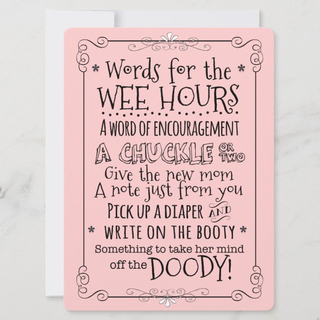 Baby Shower Diaper Activity Card Sign (Front)