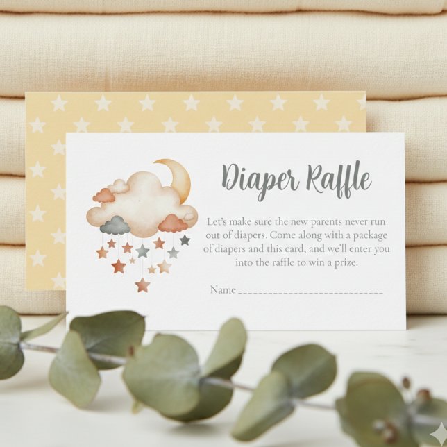 Baby Shower Diaper Raffle Card – Dreamy Stars (Dreamy stars baby shower diaper raffle card)