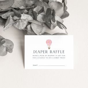 Baby Shower Diaper Raffle Cards Pink Balloon
