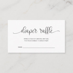 Baby Shower Diaper Raffle, Hand Lettered Black Enclosure Card