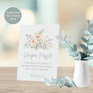 Baby Shower Diaper Raffle Sign Watercolor Flowers