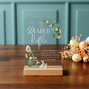 Baby Shower Diaper Raffle Spring Floral Easter  Acrylic Sign