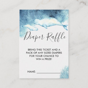 Baby Shower Diaper Raffle Ticket Beluga Whale Enclosure Card