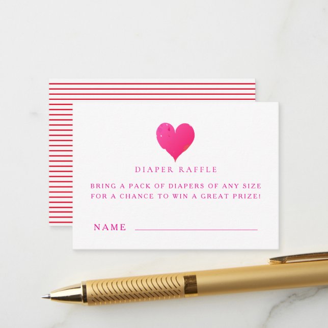 Baby Shower Diaper Raffle Ticket Cards (Front/Back In Situ)