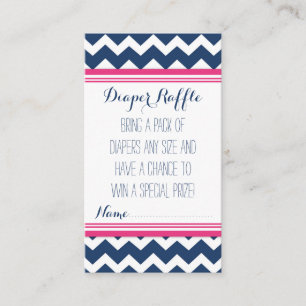 Baby Shower Diaper Raffle Ticket Chevron Blue Pink Enclosure Card