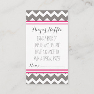 Baby Shower Diaper Raffle Ticket Chevron Pink Grey Enclosure Card