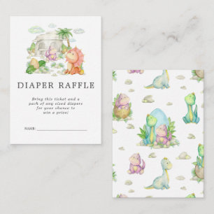Baby Shower Diaper Raffle Ticket   Dinosaur  Enclosure Card